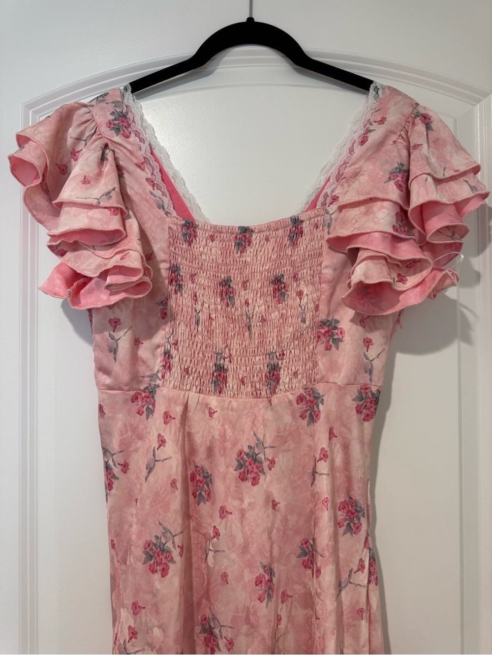 American Heiress/Lait Collection Carlton Pink Floral Satin Maxi Dress - Picture 9 of 12